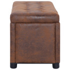 Pouf de rangement 87,5 cm marron similicuir daim