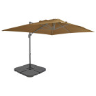 Parasol mobilier de jardin avec base portable 4 x 3 m taupe helloshop26 02_0008053