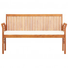 Banc de jardin 3 places avec coussin 150cm bois d'acacia massif