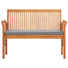 Banc de jardin 2 places avec coussin 120cm bois d'acacia massif