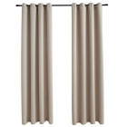 Rideaux occultants avec anneaux en métal 2 pcs beige 140x175 cm