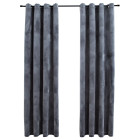 Rideaux occultants et anneaux 2pcs velours anthracite 140x175cm