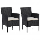 Chaises de jardin 2 pcs résine tressée noir