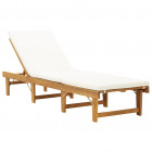 Chaise longue pliante avec coussin bois d'acacia solide - Couleur au choix