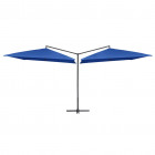 Parasol double avec mât en acier 250 x 250 cm Bleu azuré