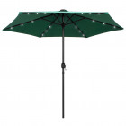 Parasol avec LED et mât en aluminium 270 cm Vert