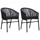 Chaises de jardin 2 pcs noir rotin pvc