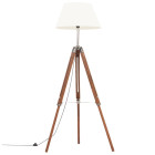 Lampadaire à trépied marron miel et blanc bois de teck 141 cm