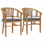 Chaises de jardin avec coussins 2 pcs bois de teck solide
