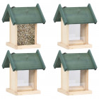 Mangeoires à oiseaux 4 pcs bois de sapin