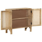 Buffet 80x30x73 cm bois de manguier massif et canne naturelle