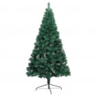 Sapin de Noël artificiel moitié avec support Vert 210 cm PVC