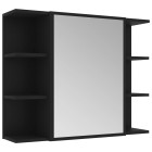 Armoire à miroir de salle de bain 80 x 20,5 x 64 cm aggloméré noir 