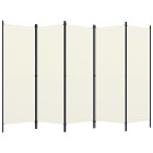 Cloison de séparation 5 panneaux blanc crème 250x180 cm