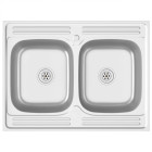 Evier de cuisine à double lavabo argenté 800x600x155 mm inox