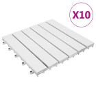 Carreaux de terrasse 10 pcs blanc 30x30 cm bois d'acacia solide