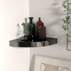 Étagère floating corner shelf high gloss black 25x25x3,8 cm mdf