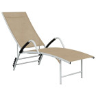 Transat chaise longue bain de soleil d'extérieur textilène et aluminium - Couleur au choix