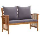 Banc de jardin avec coussins 119 cm bois solide d'acacia