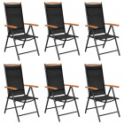 Chaises de jardin pliables 6 pcs textilène noir