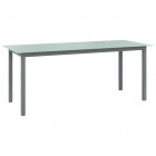 Table de jardin gris clair 190x90x74 cm aluminium et verre