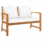 Banc de jardin avec coussin 120 cm bois solide d'acacia - Couleur au choix