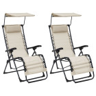Lot de deux chaises pliables de terrasse textilène crème helloshop26 02_0011984
