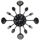 Horloge murale et cuillère avec fourchette noir 40 cm aluminium