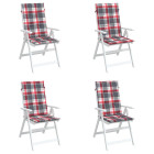 Coussins de chaise jardin dossier haut lot de 4 carreaux rouges