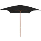 Parasol d'extérieur avec mât 200 x 300 cm bois noir 