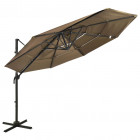 Parasol à 4 niveaux avec mât en aluminium taupe 3x3 m