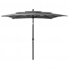 Parasol à 3 niveaux avec mât en aluminium anthracite 2,5x2,5 m