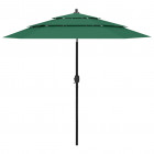 Parasol à 3 niveaux avec mât en aluminium vert 2,5 m