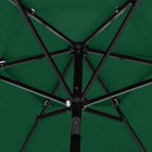 Parasol à 3 niveaux avec mât en aluminium vert 2,5 m