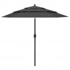 Parasol à 3 niveaux avec mât en aluminium anthracite 2,5 m