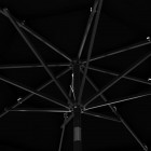 Parasol à 3 niveaux avec mât en aluminium noir 3 m