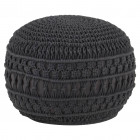 Pouf fait à la main en macramé anthracite 45x30 cm coton