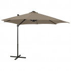  Parasol déporté avec mât et lumières LED Taupe 300 cm