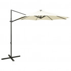 Parasol déporté avec mât et lumières led sable 300 cm