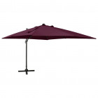  Parasol déporté avec mât et lumières LED Rouge bordeaux 300 cm