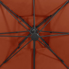 Parasol déporté à double toit 300x300 cm terre cuite