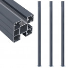 Poteaux de clôture 3 pcs gris foncé 185 cm aluminium