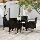 Mobilier de salle à manger de jardin 5 pcs résine tressée noir