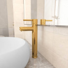 Mitigeur de salle de bain doré 12x30 cm