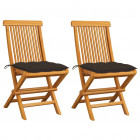 Chaises de jardin avec coussins taupe 2 pcs bois de teck massif