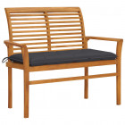 Banc de jardin et coussin anthracite 112 cm bois de teck massif