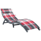 Chaise longue avec coussin gris bois d'acacia solide