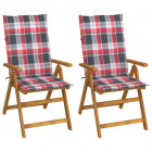 Chaises inclinables de jardin 2 pcs avec coussins bois d'acacia