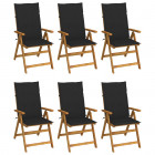 Chaises pliables de jardin 6 pcs avec coussins bois d'acacia noir