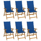 Chaises pliables de jardin 6 pcs avec coussins bois d'acacia